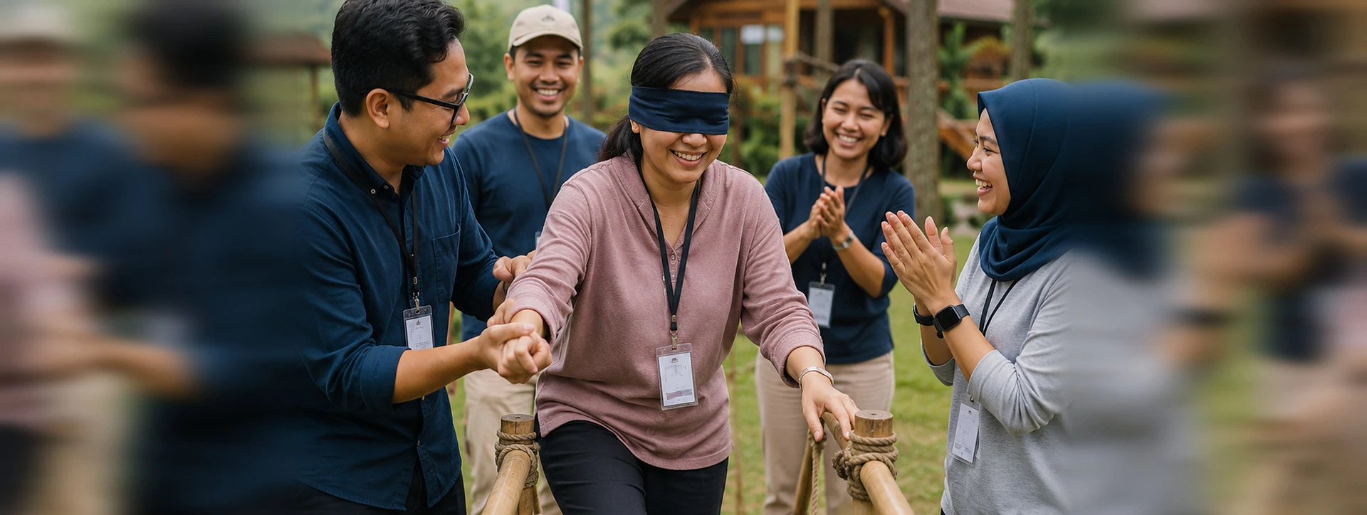 Permainan Trust Fall bersama Denio Outbound Indonesia